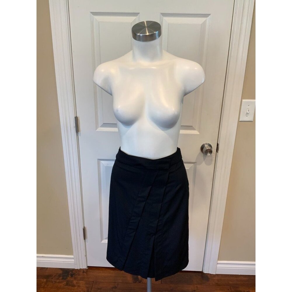 Max Mara Black Wool Short Pencil Skirt w/ Tie, Size 6 (US) 40 (IT)